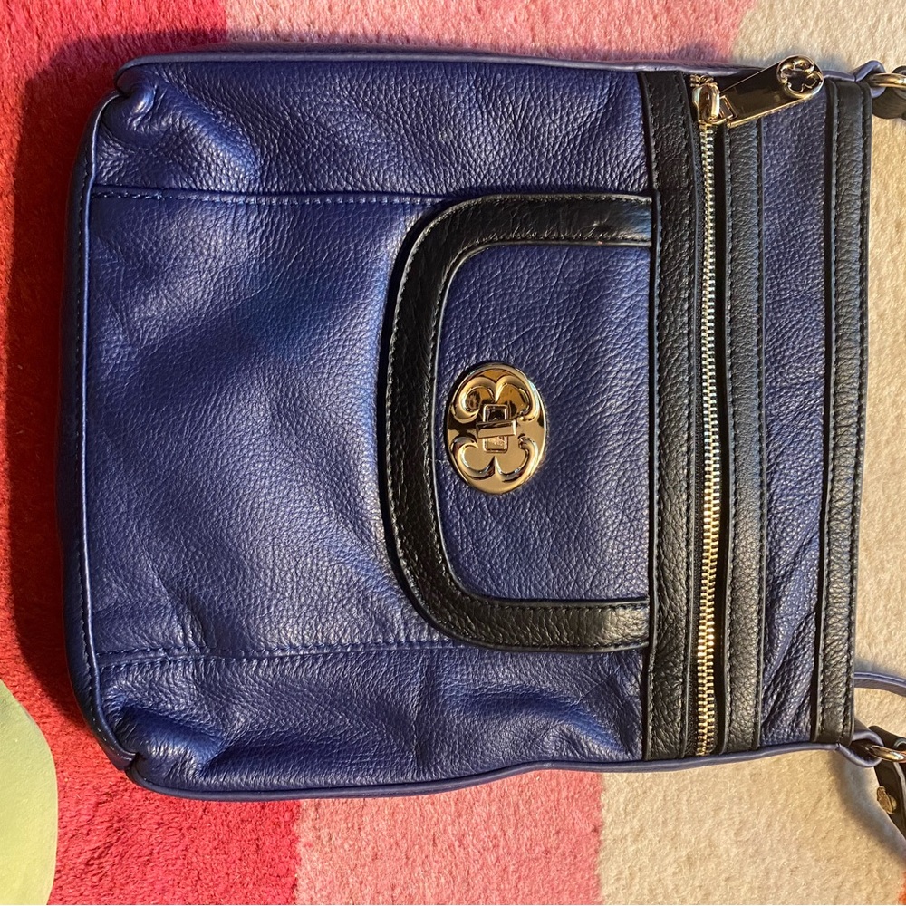 Tory Burch Royal Blue Crossbody Bag with Gold Accents